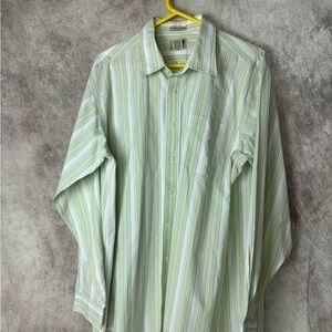 L.L. Bean Light Green Striped Men’s  Button Down Shirt.